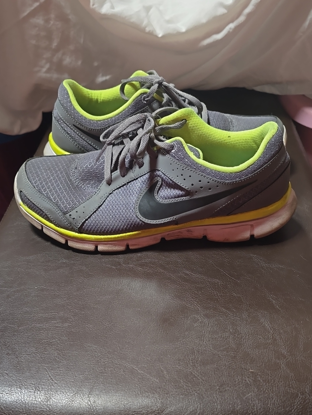Nike Women Gray and Neon Yellow Athletic Running Shoes